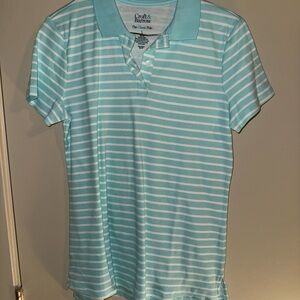 Croft & Barrow Women's Aqua Striped Polo Shirt